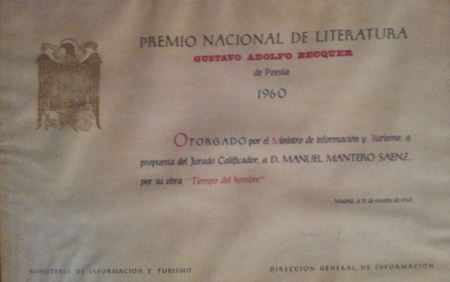 Premio Nacional de Literatura Gustavo Adolfo Bécquer de Poesía. 1960.